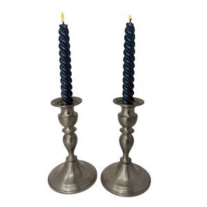 Vintage Web Pewter Weighted Taper Candlesticks Pair Small Pewter Candle Holders